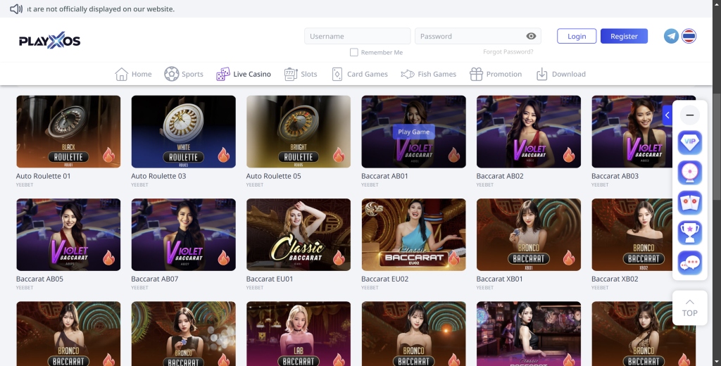 PLAYXOS X YEEBET LIVE