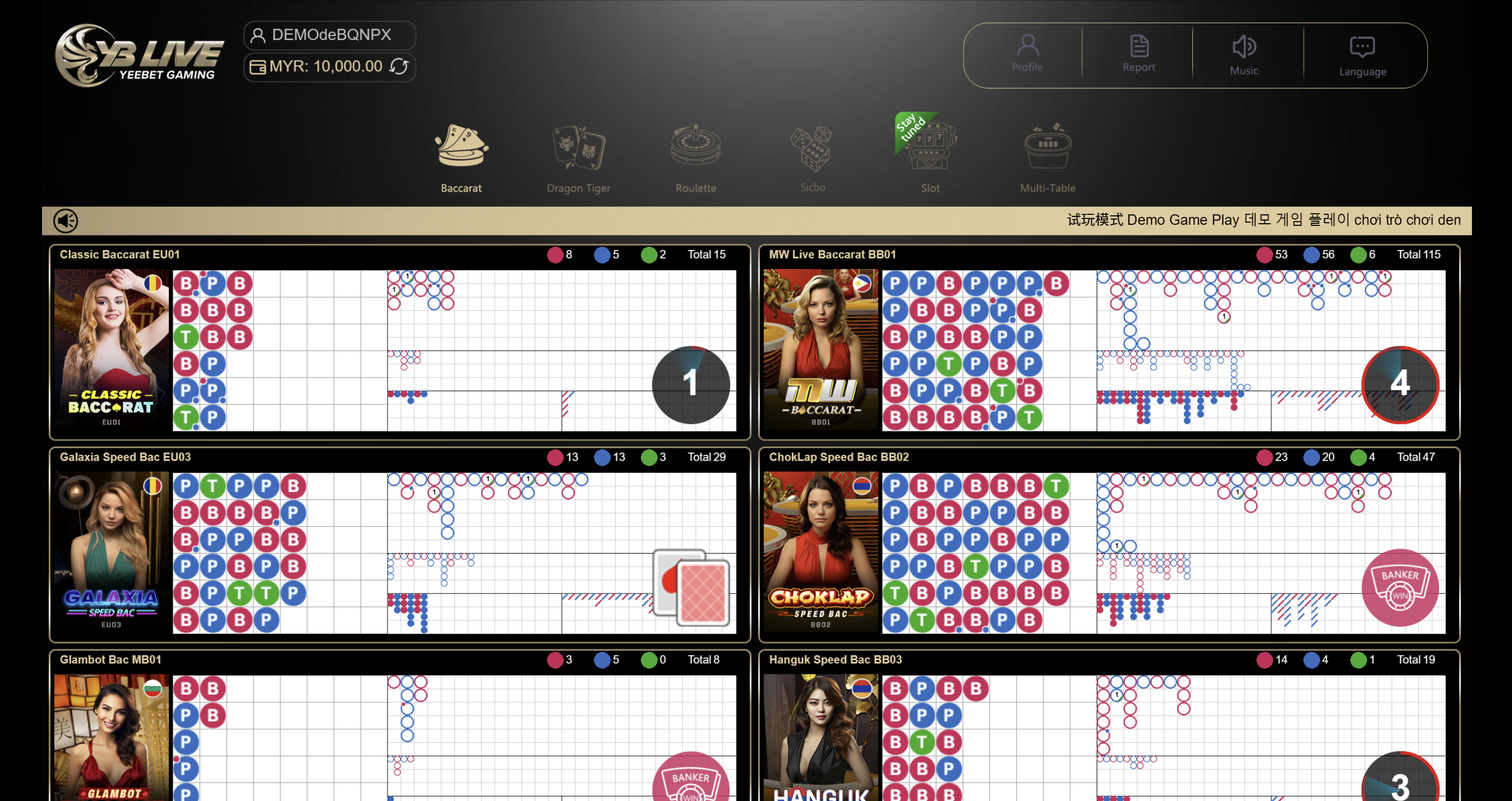 Yeebet Live Demo Interface