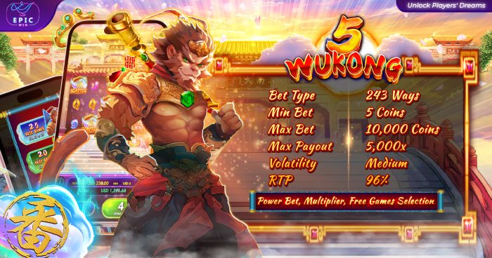 EpicWin Presents 5 Wukong – A New Adventure in Slots Gaming