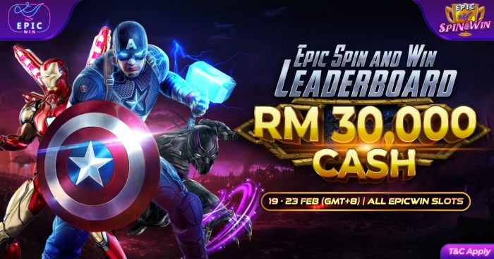 EpicWin Slot MYR 30,000 Prize Pool: Join the Epic Spin & Win Tournament Now!