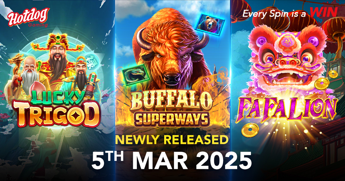Let’s dive into the triple slot release from HOTDOG GAMING that’s taking the gaming world by storm – Fafalion, Buffalo Superways, and Lucky Trigod!