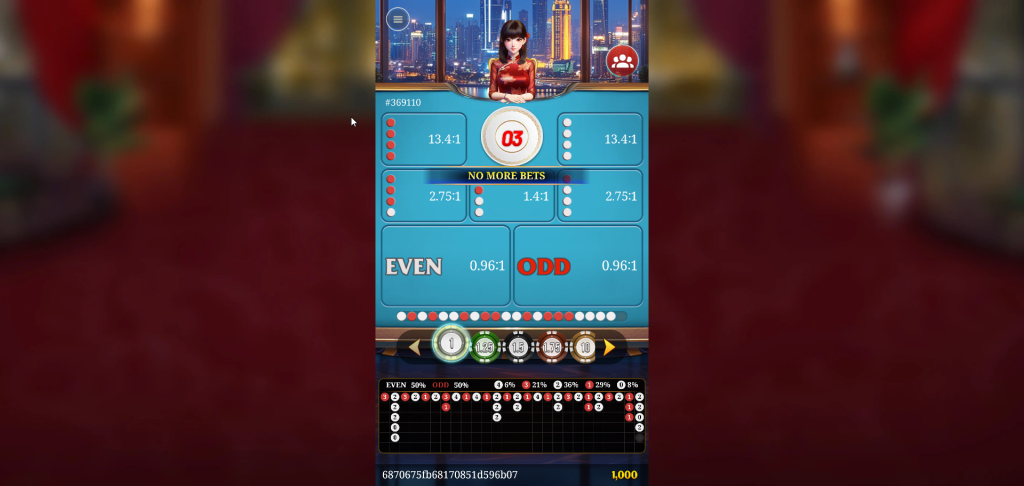 Experience the classic Asian game, Se Die! This screenshot showcases the intuitive betting interface, where players predict the outcome of four red and white colored buttons. Place your bets and test your luck!