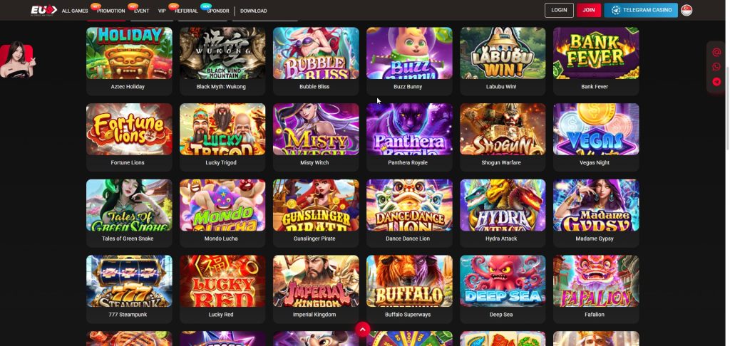 Discover a vast world of gaming! EU9's lobby now features a diverse range of HOTDOG GAMING slots, including popular titles like Aztec Holiday, Black Myth: Wukong, and Labubu Win! New adventures unlocked!