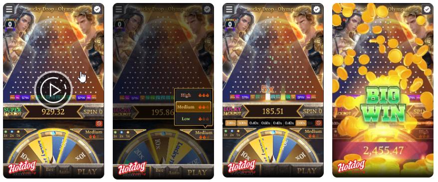 Dive into ancient Greek mythology with Lucky Drop-Olympus. Experience the divine Plinko game featuring a Jackpot and a mystical roulette.
